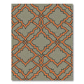 Geometric Orange and Slate Interlocking Trellis Rug