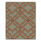 Geometric Orange and Slate Interlocking Trellis Rug