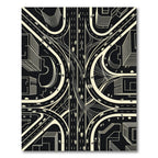Modern Monochrome Architectural Highway Cityscape Rug
