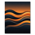 Modern Abstract Amber Black Wave Rug