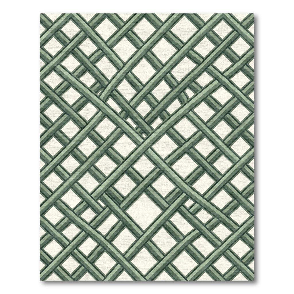 Sage Green Interlocking Geometric Grid Rug