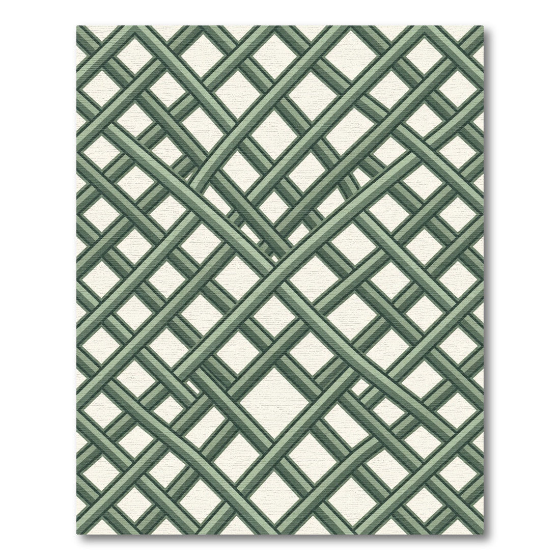 Sage Green Interlocking Geometric Grid Rug