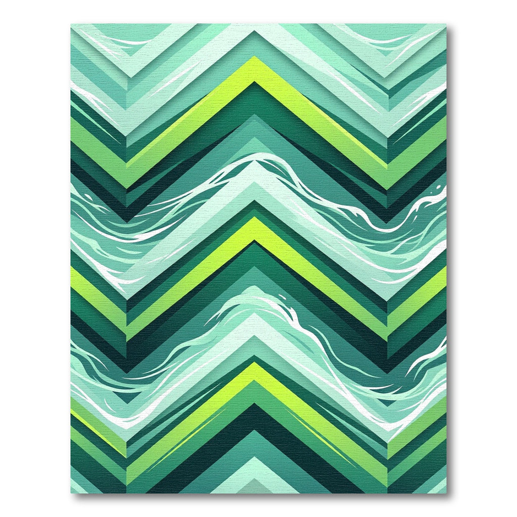 Vibrant Emerald Green Wavy Chevron Rug