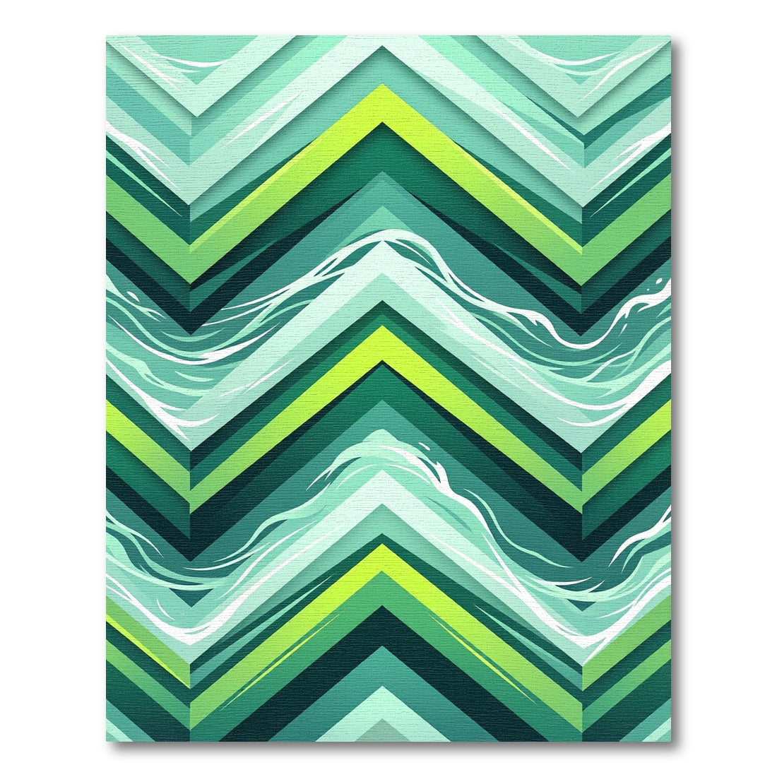 Vibrant Emerald Green Wavy Chevron Rug