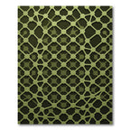 Olive Green Geometric Interconnected Grid Rug