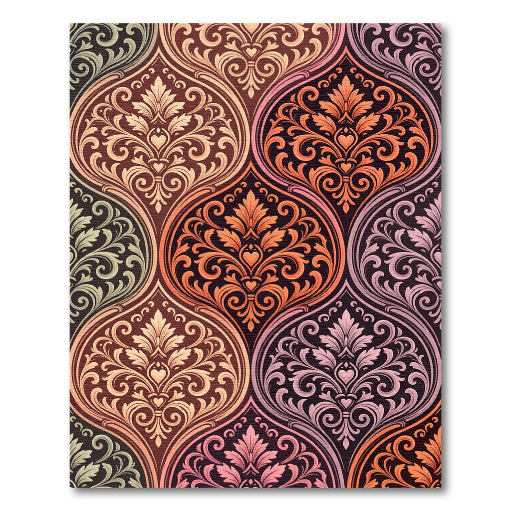 Ornate Floral Damask Inlay Rug
