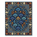 Ornate Blue Golden Floral Arch Rug