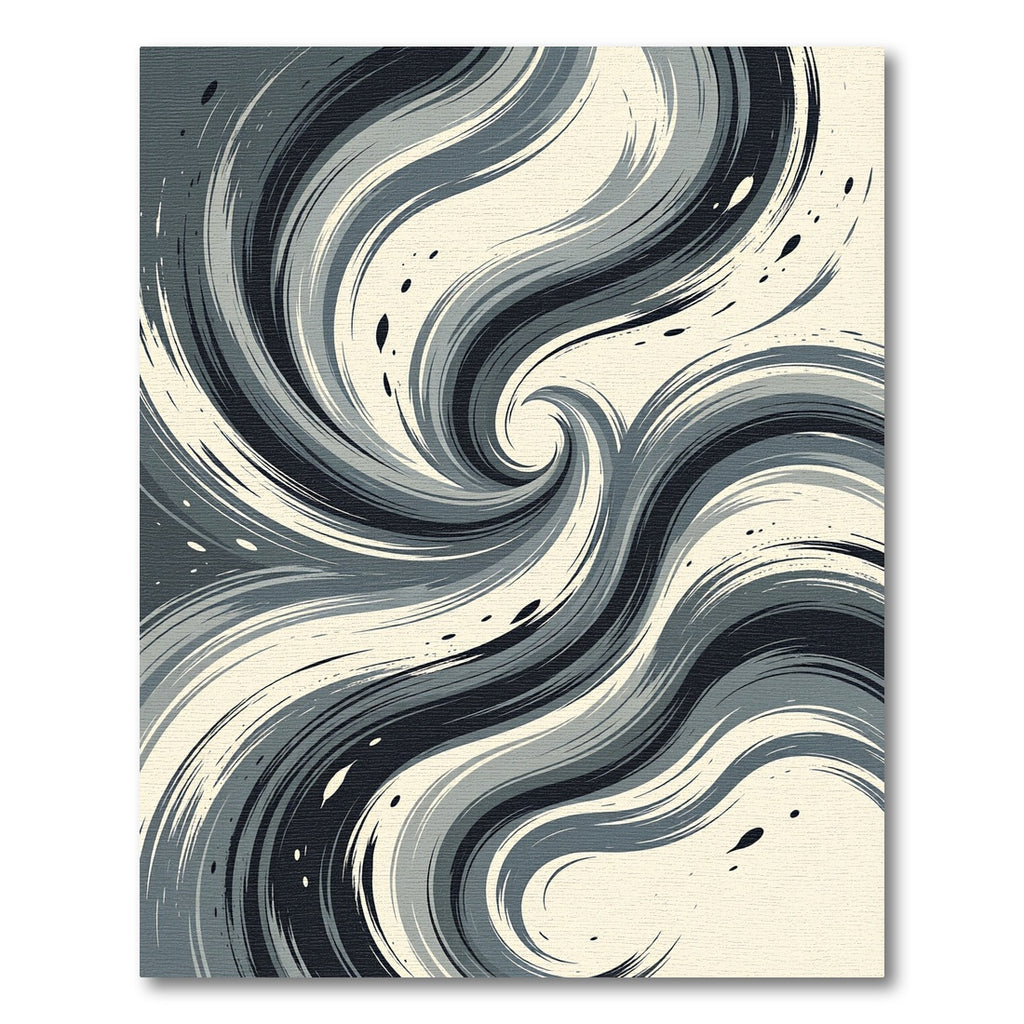 Modern Charcoal Gray Swirl Rug