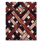 Interwoven Crimson and Blush Diagonal Lattice Rug