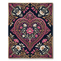Exquisite Pink Gold Floral Heart Frame Rug