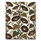 Brown Morning Glory Vine Floral Rug
