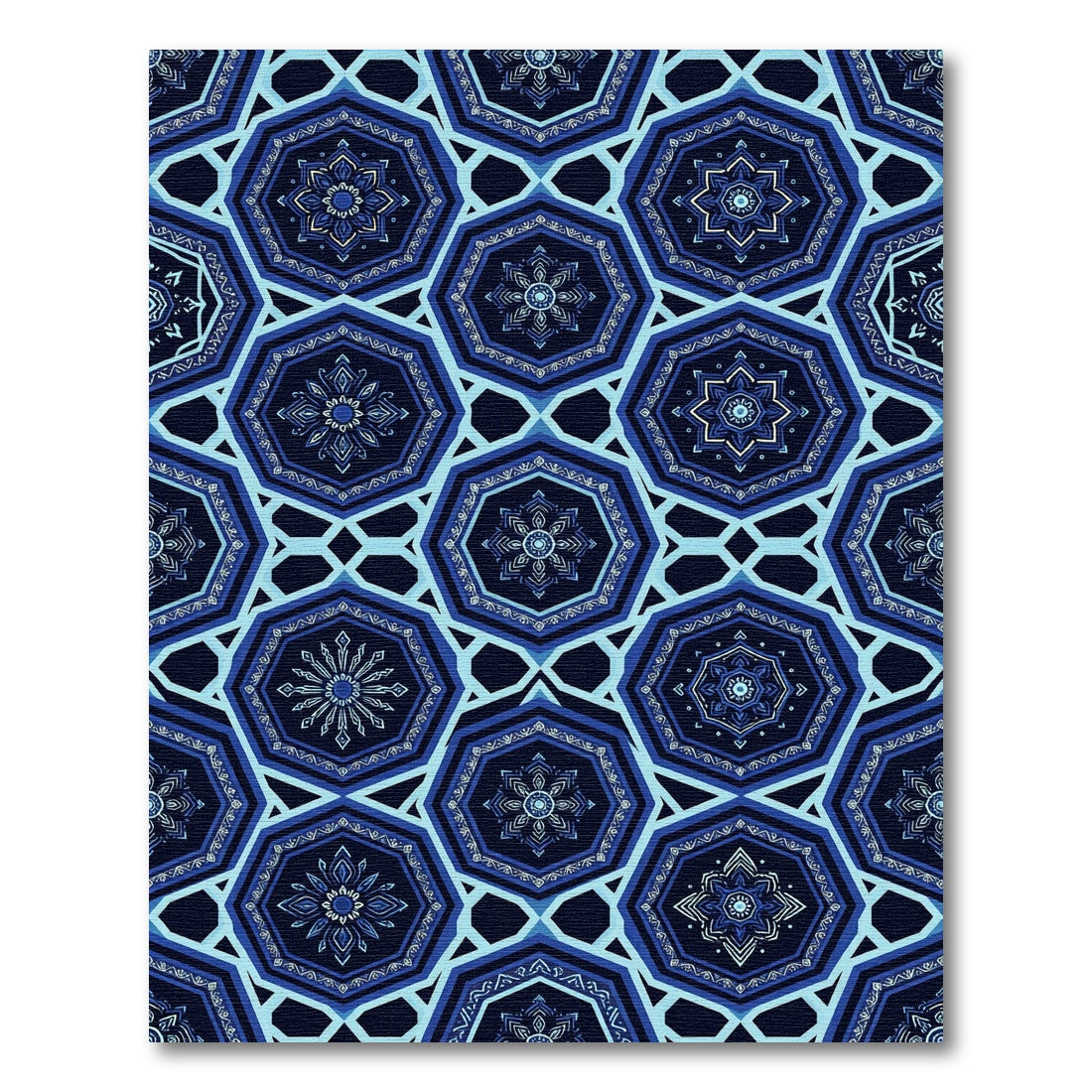 Navy Blue Celestial Geometric Star Rug