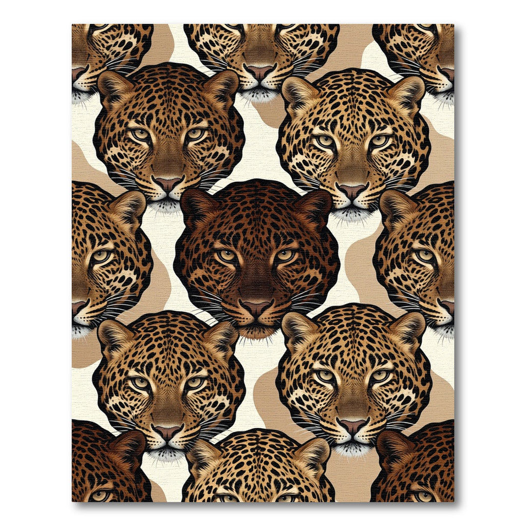 Leopard Face Neutral Tonal Repeat Rug