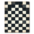 Distressed Black and White Checkered Tile Rug