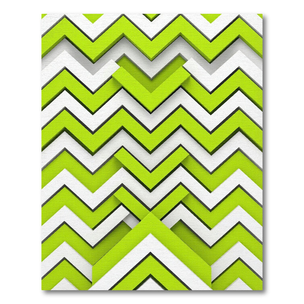 Vibrant Lime Green Geometric Chevron Rug