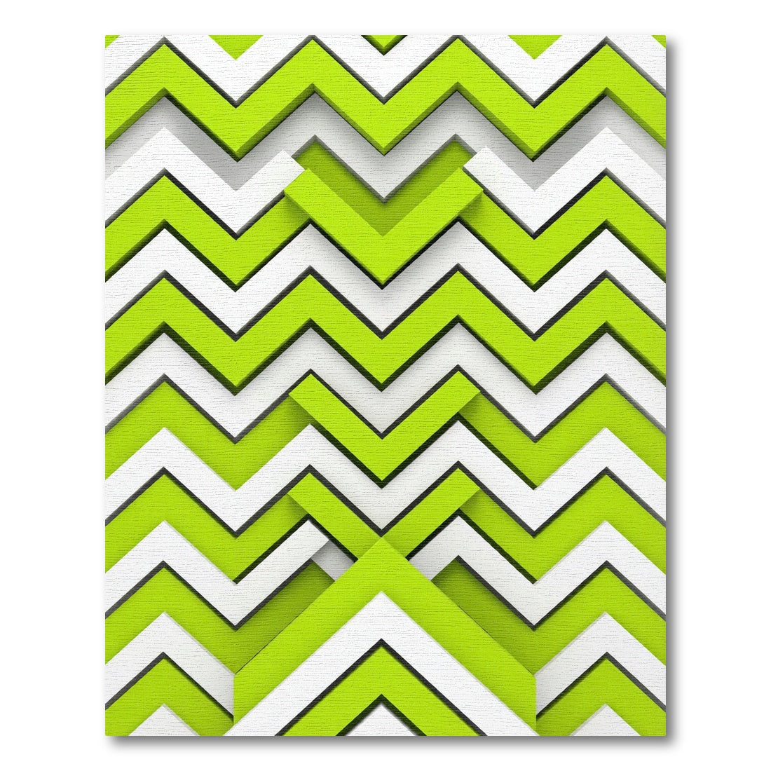 Vibrant Lime Green Geometric Chevron Rug