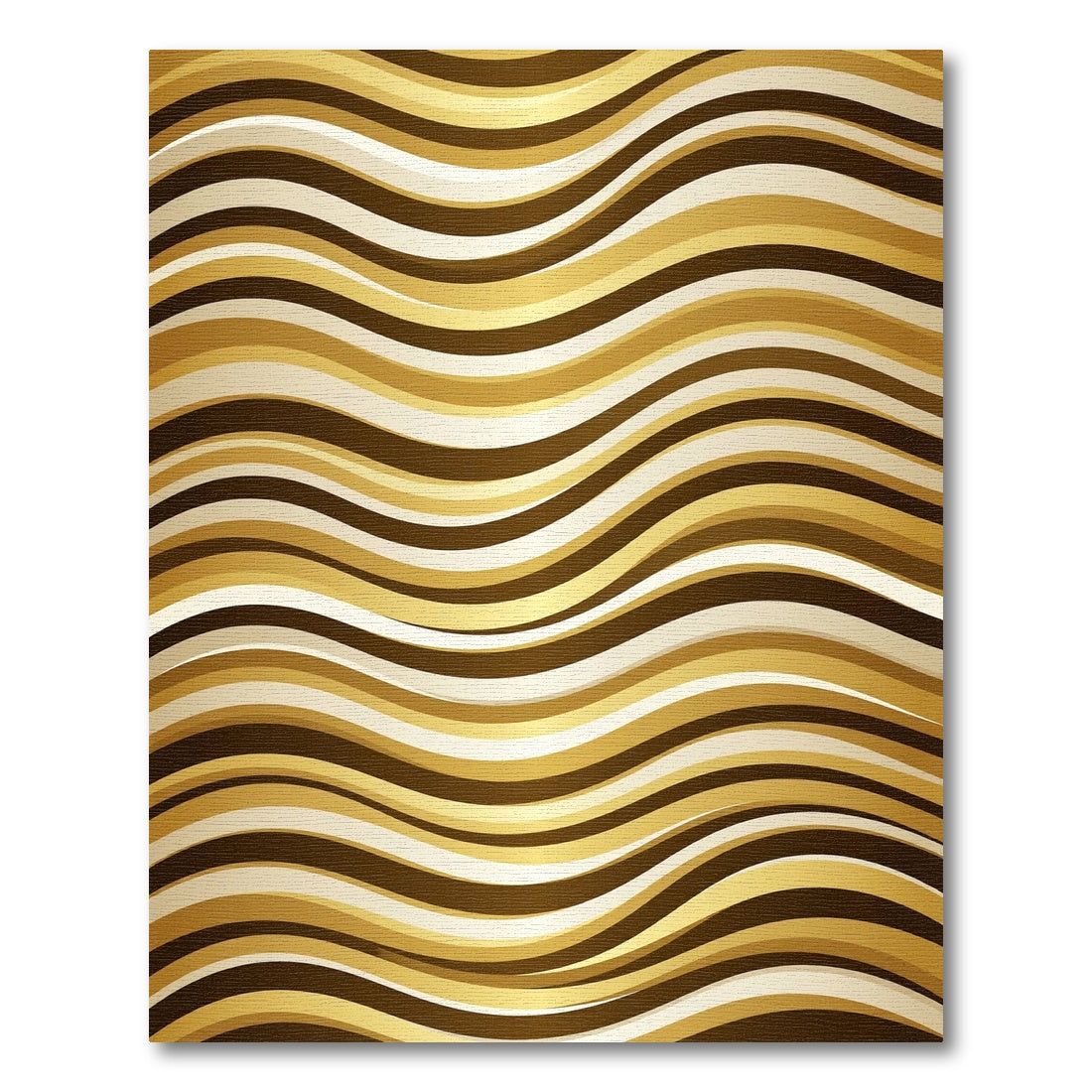 Elegant Metallic Gold Wavy Lines Rug