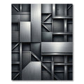 Industrial Steel Metallic Geometric Grid Rug
