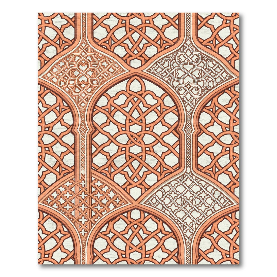 Terracotta Interlocking Lattice Arch Geometric Rug