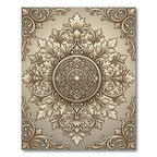 Antique Gold Scrollwork Medallion Rug