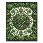 Intricate Celtic Knotwork Emerald Clover Emblem Rug