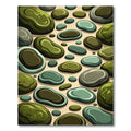 Varied Green Smooth River Rock Arrangement Rug