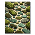 Varied Green Smooth River Rock Arrangement Rug