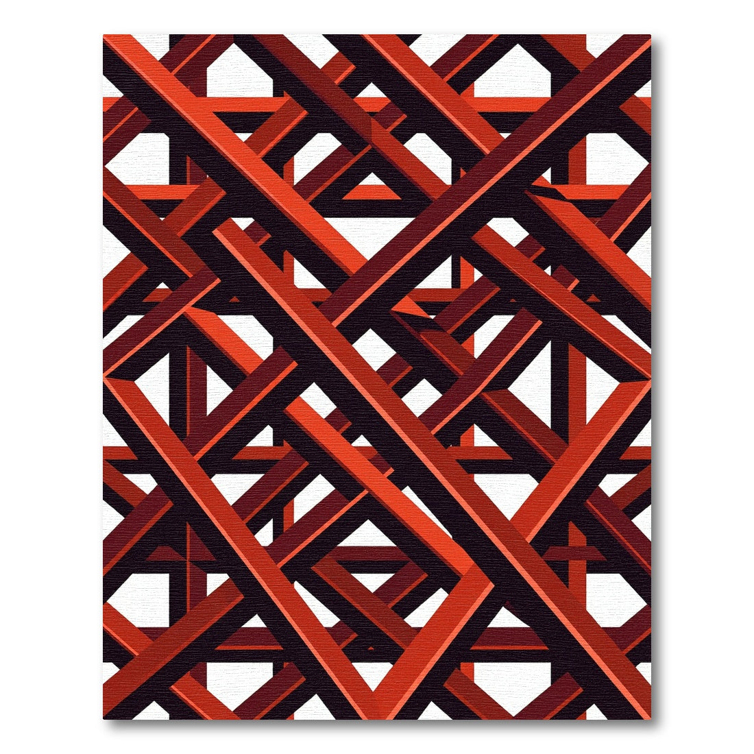 Bold Geometric Crimson Intersecting Lines Rug