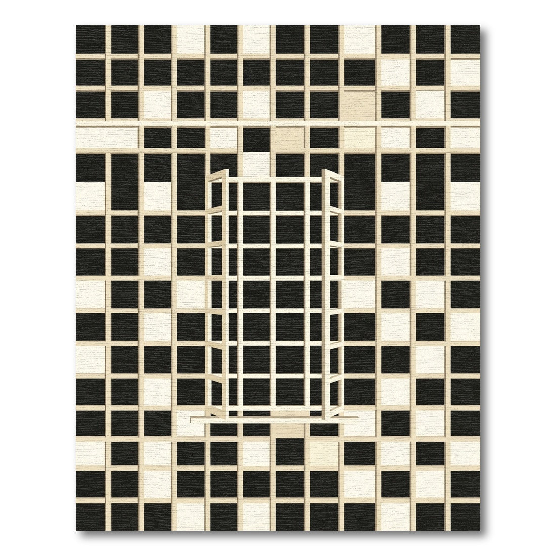 Monochromatic Square Grid Illusion Rug