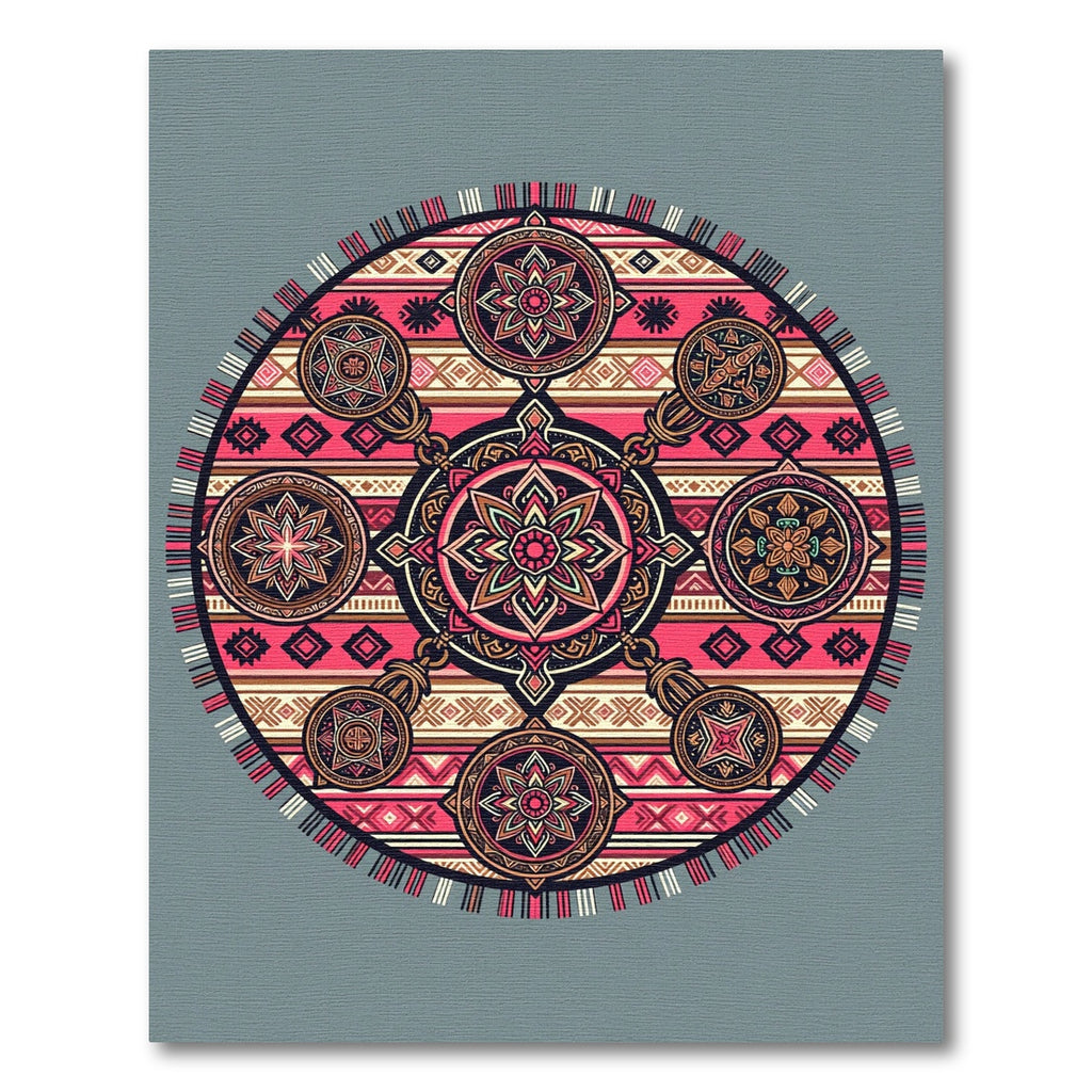 Vibrant Pink Floral Medallion Mandala Rug