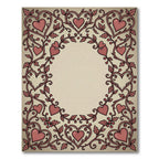 Romantic Coral Heart Vine Frame Rug