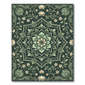 Emerald Botanical Lotus Flower Medallion Rug
