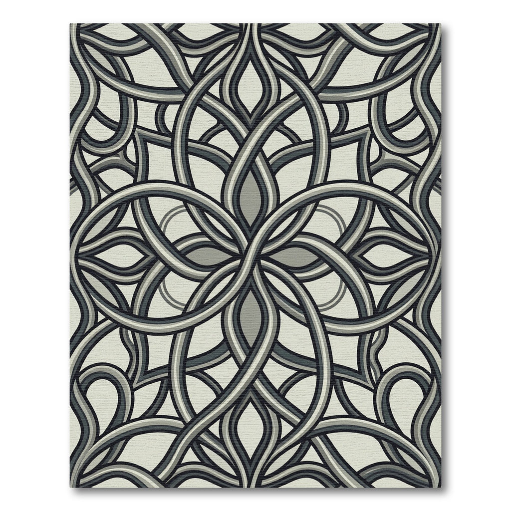 Gray Interlocking Ribbon Interlace Rug