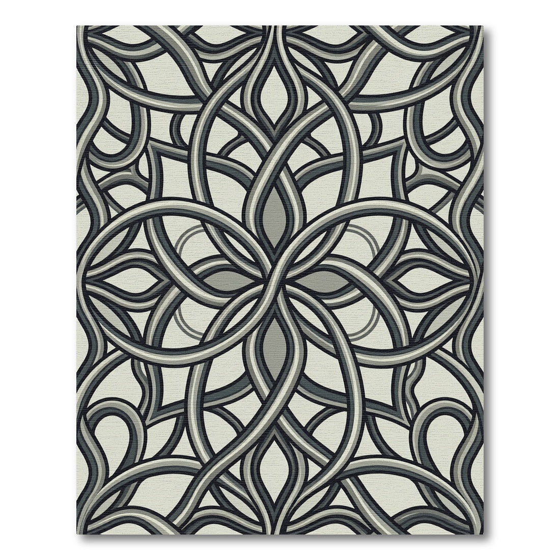 Gray Interlocking Ribbon Interlace Rug