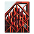 Geometric Crimson Spire Abstract Rug
