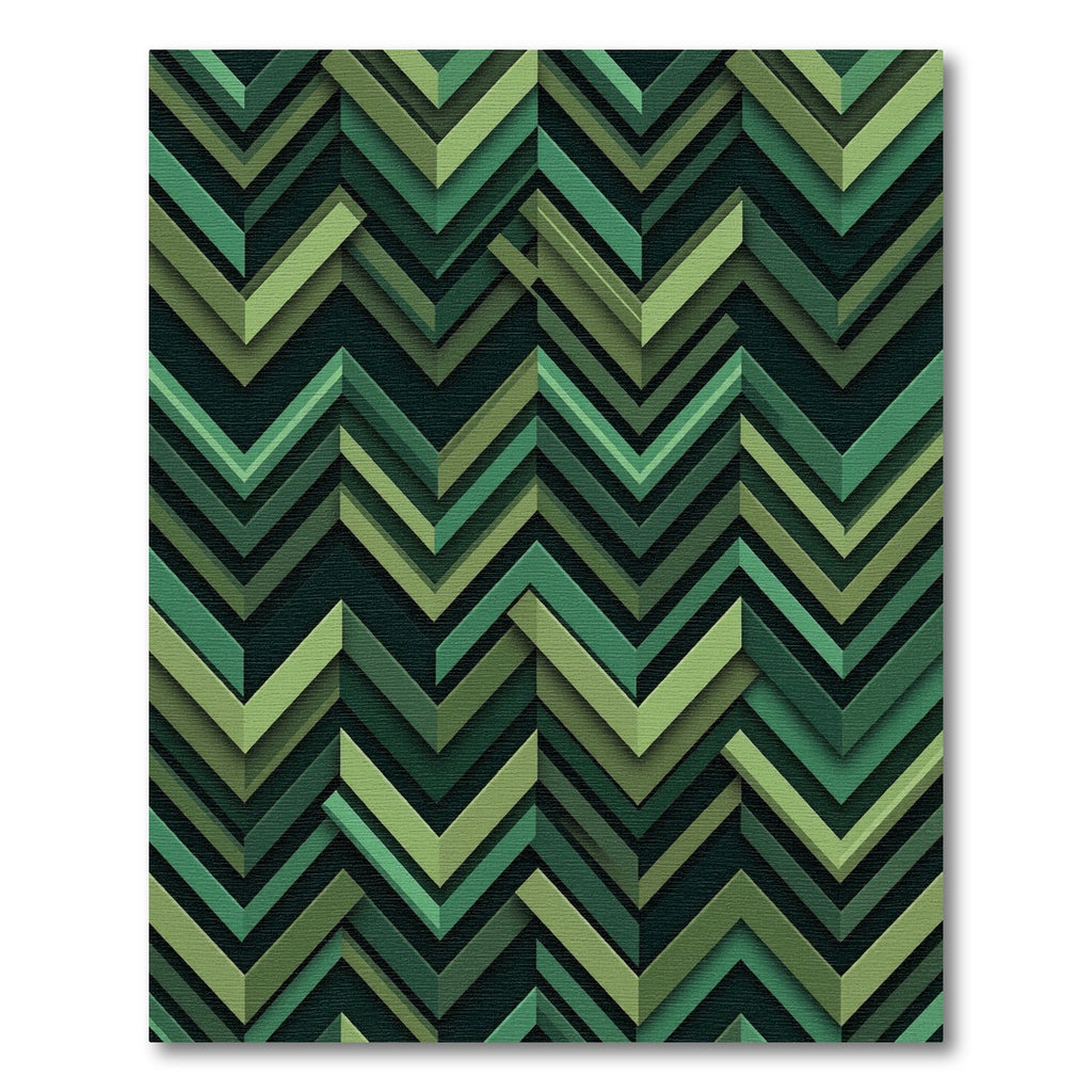 Modern Forest Green Chevron Geometric Rug