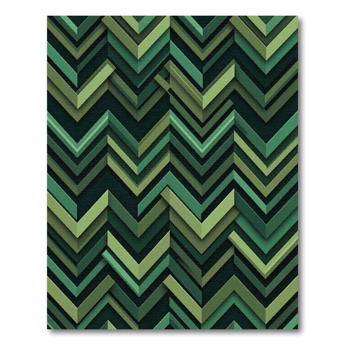Modern Forest Green Chevron Geometric Rug