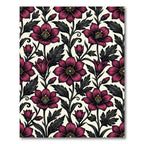 Dramatic Magenta Floral Botanical Scroll Rug