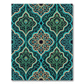 Teal Green Peacock Floral Arabesque Rug