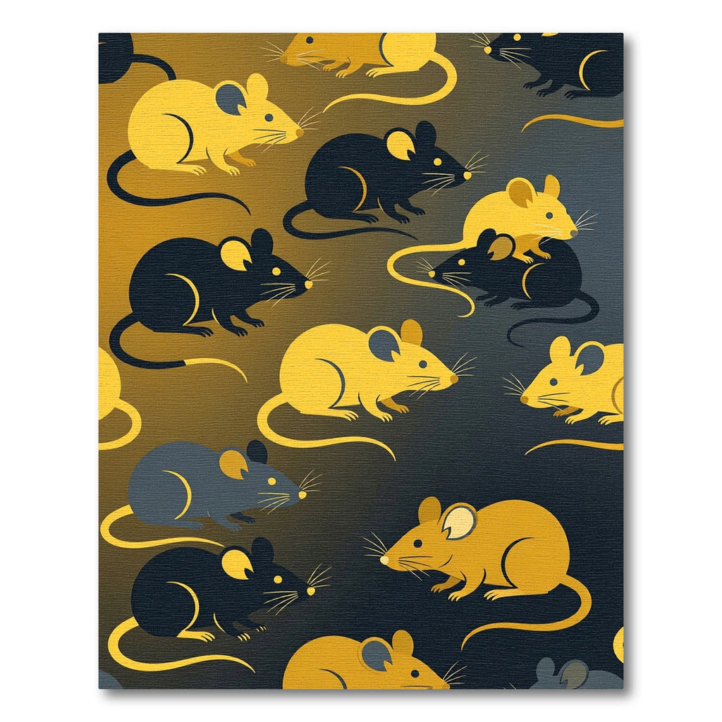 Golden Mouse Silhouette Dark Contrasting Art Rug