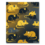 Golden Mouse Silhouette Dark Contrasting Art Rug