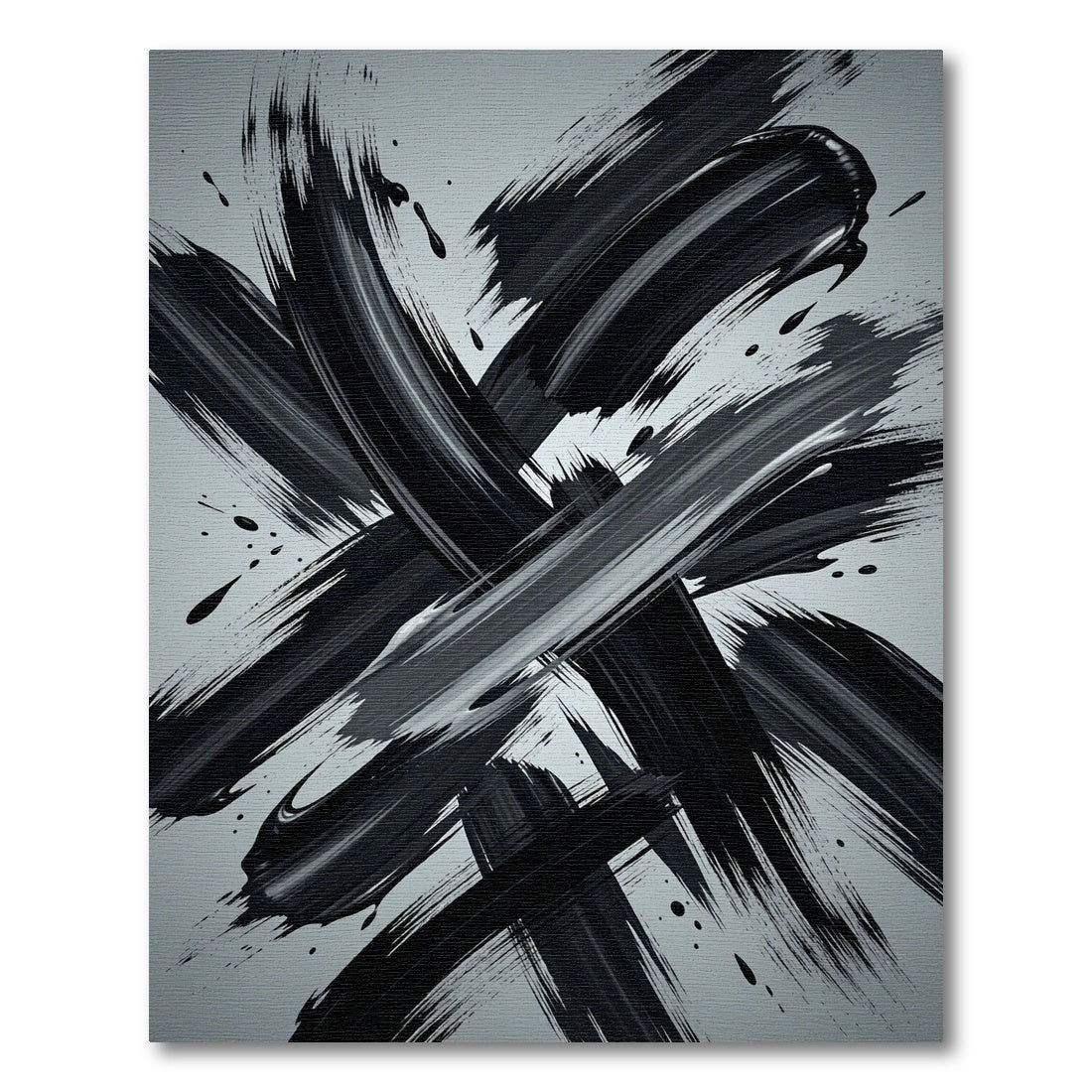 Monochromatic Abstract Brushstroke Swirl Rug