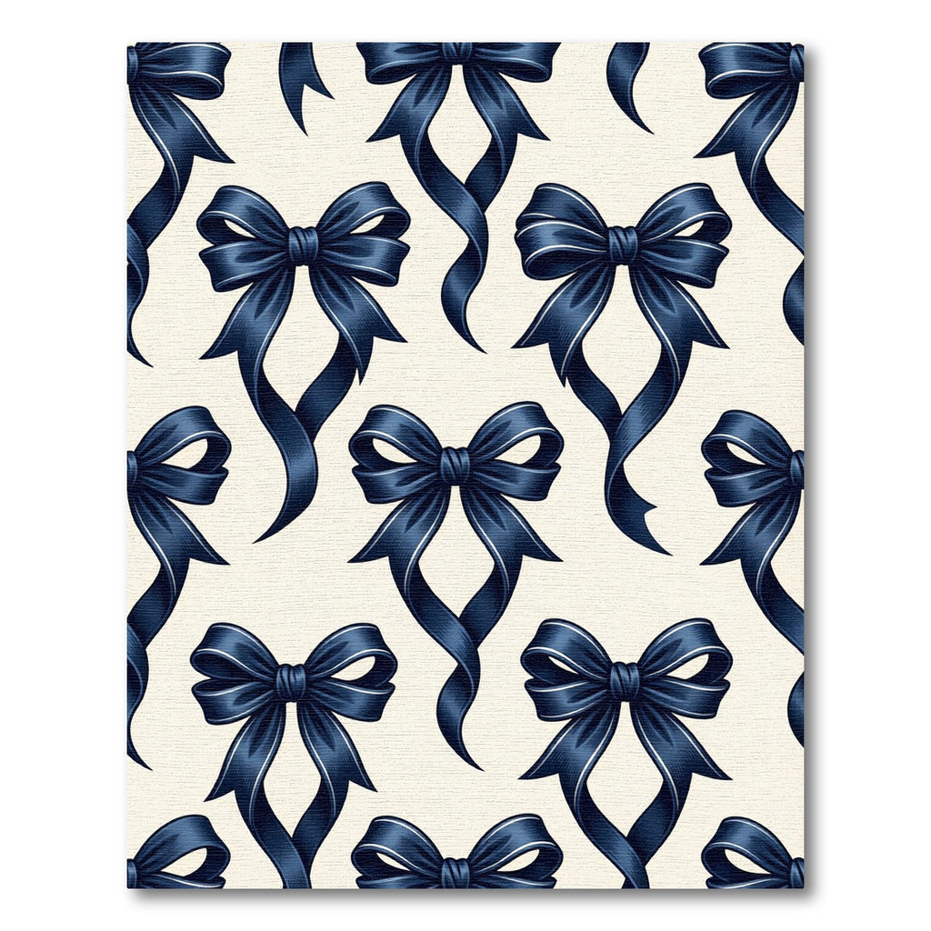 Elegant Navy Blue Bow Ribbon Accent Rug