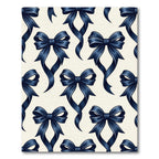 Elegant Navy Blue Bow Ribbon Accent Rug