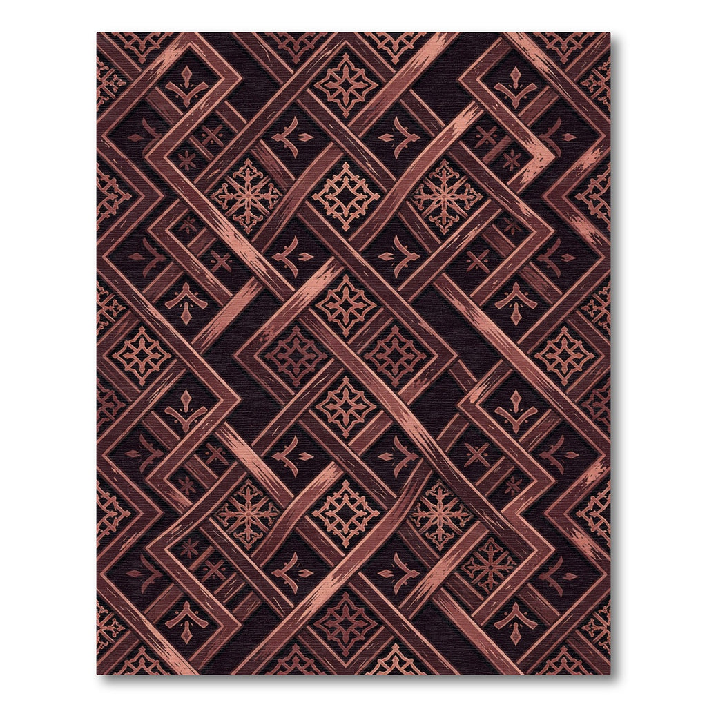 Garnet Geometric Lattice Interwoven Weave Rug