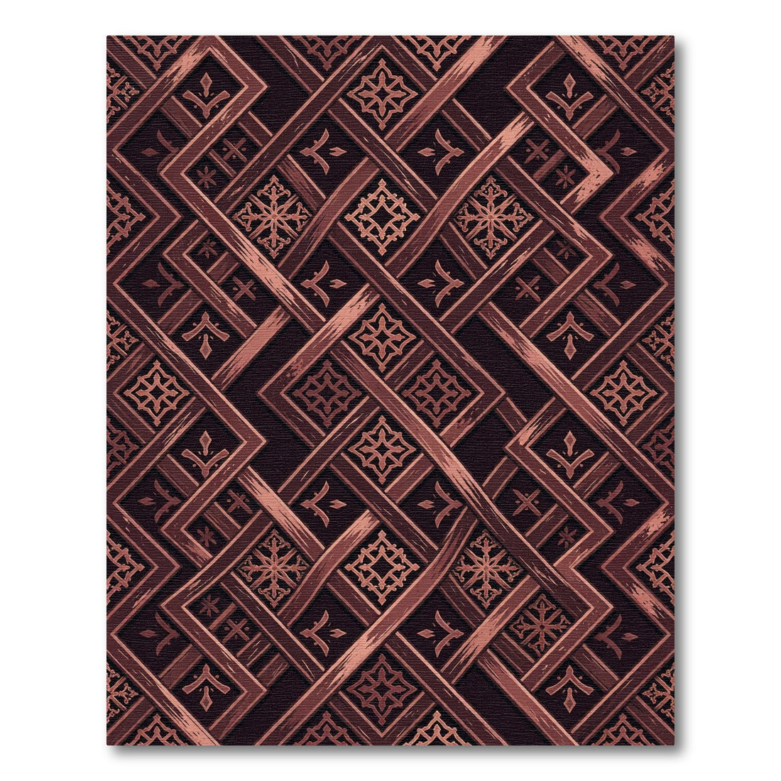 Garnet Geometric Lattice Interwoven Weave Rug