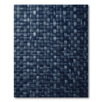 Textured Midnight Blue Woven Grid Rug