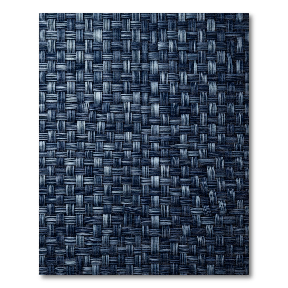 Textured Midnight Blue Woven Grid Rug