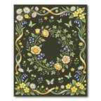 Whimsical Golden Rose Butterfly Garden Rug