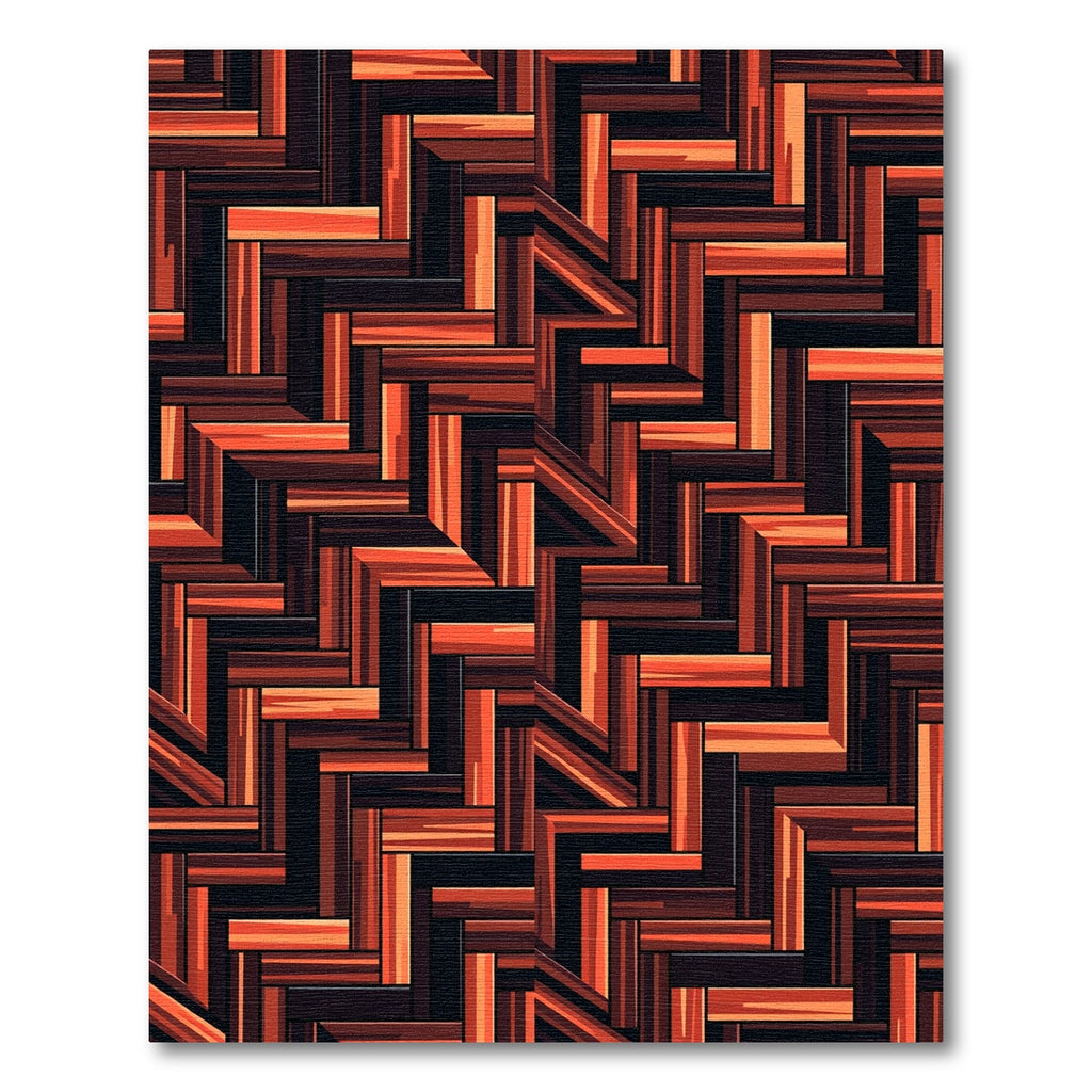Fiery Orange Wood Grain Weave Rug